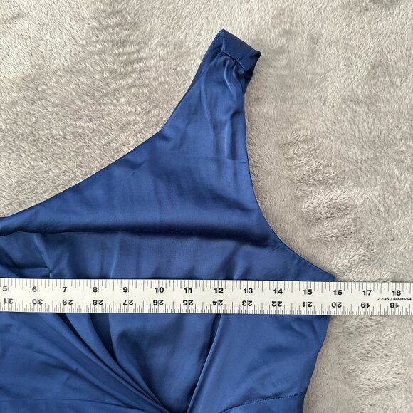 Abercrombie & Fitch Blue Satin One Shoulder Maxi Dress Gown Women's SMALL - Picture 5 of 5
